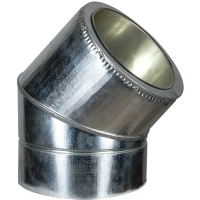 Коліно 45° термо нерж/оц, товщина 0,5мм, сталь AISI 201