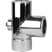 Трійник 87° термо з ревізією нерж/нерж, товщина 0,8мм, сталь AISI 304