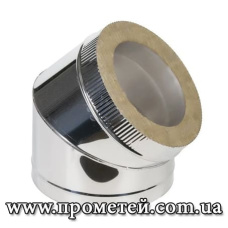 Колено дымоходное из нержавеющей стали двустенное 45°