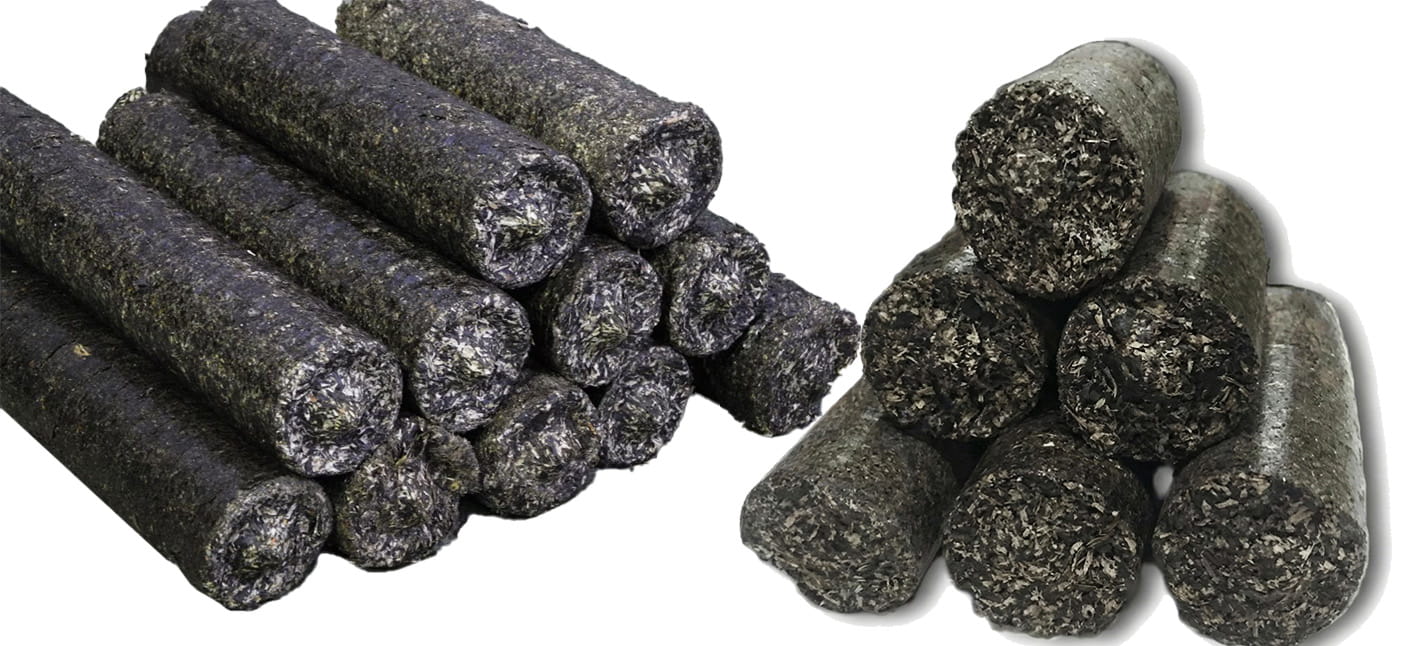 Фото: паливні агро брикети на білому фоні