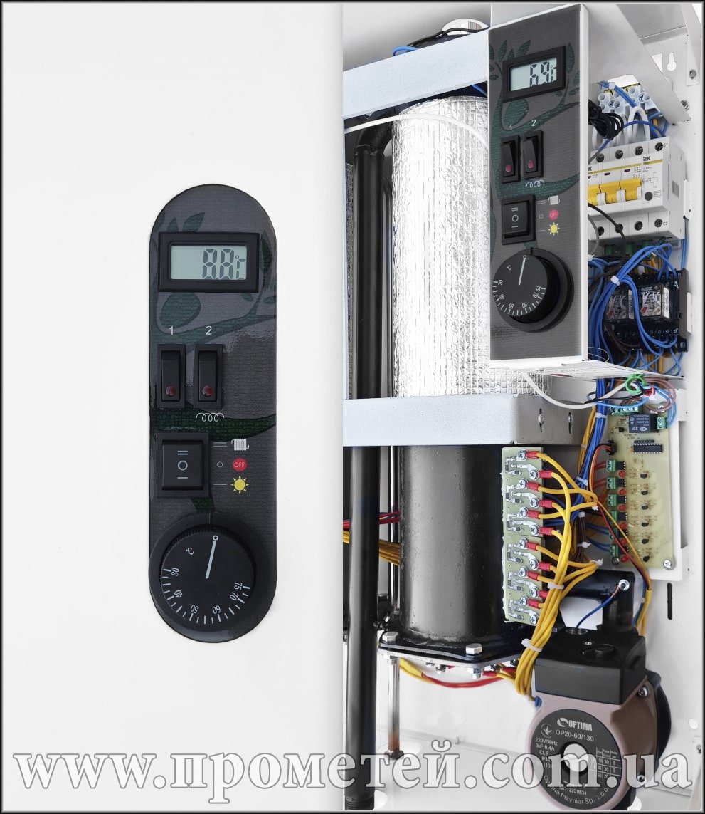 Дисплей двухконтурного электрокотла Neon DUOS 18-30 кВт Электрический котел Neon DUOS 18-30 кВт - панель управления