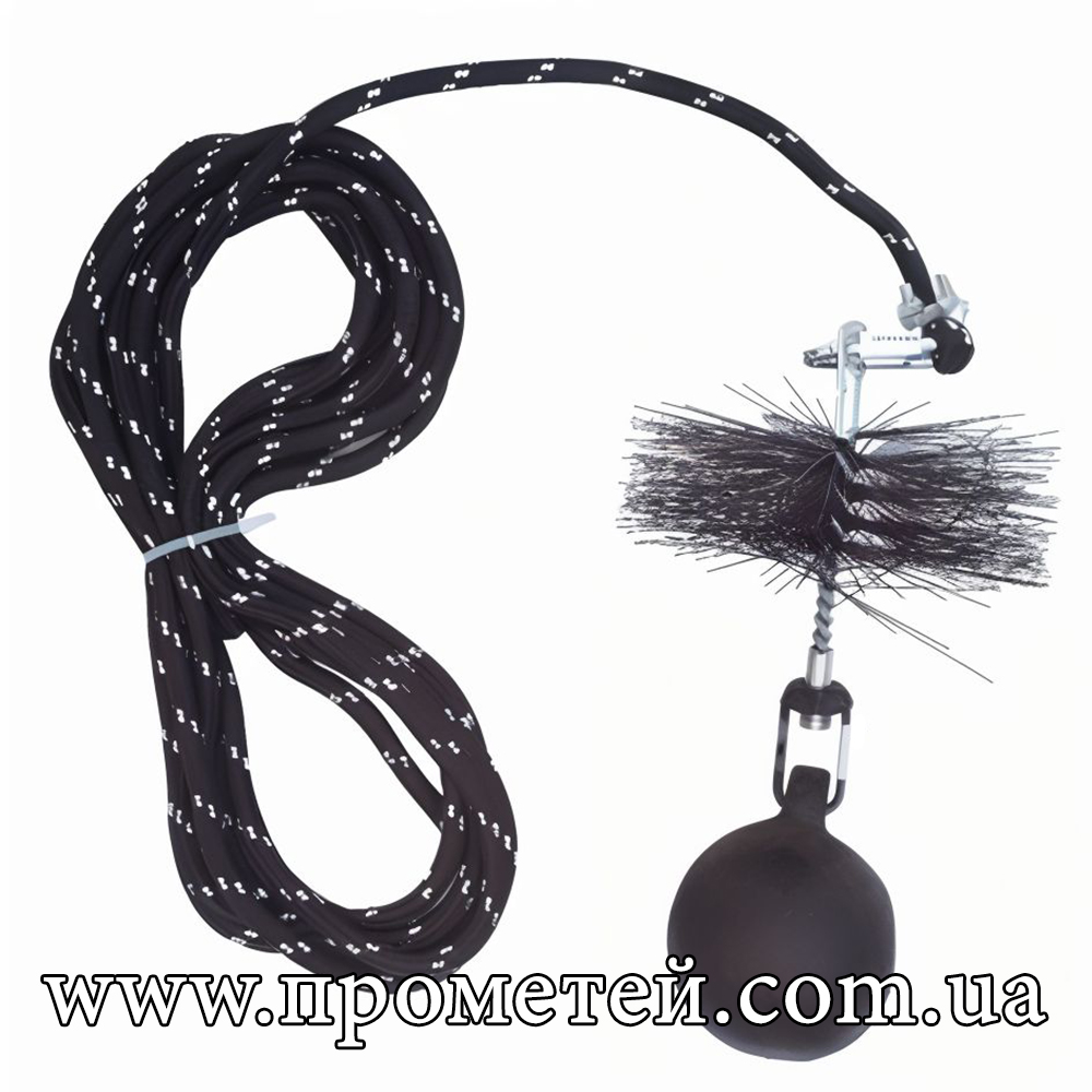Гиря + полипропиленовый шнур + щетка для дымохода