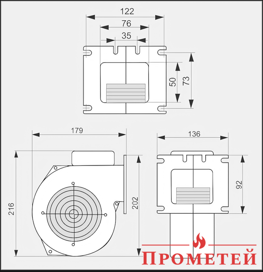 Габаритні розміри вентиляторів WPA 120, WPA 117, WPA X2