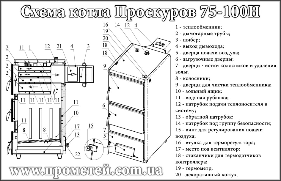 Схема котла Проскуров 75-100 Н