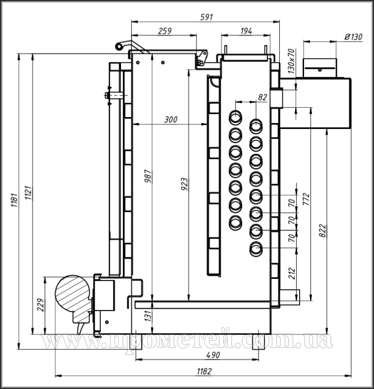 Габарити котла Терміко КДГ 12