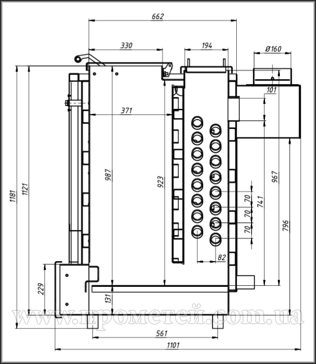 Схема и параметры котла Термико КДГ 16 Габариты котла Termico КДГ 16