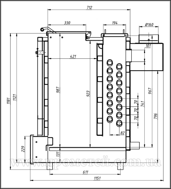 Схема и параметры котла Термико КДГ 20 Габариты котла Termico КДГ 20