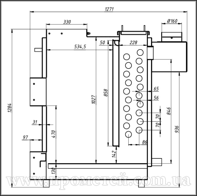 Схема и параметры котла Термико КДГ 25 Габариты котла Termico КДГ 25