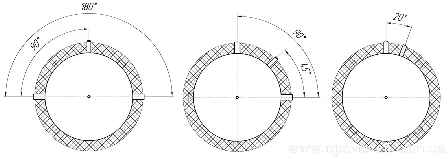 Розміщення патрубків в теплоакумуляторів Альтеп