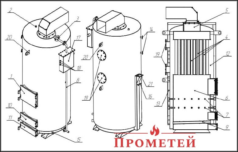 Схема парогенератора Ідмар Схема парогенератора на дровах Ідмар